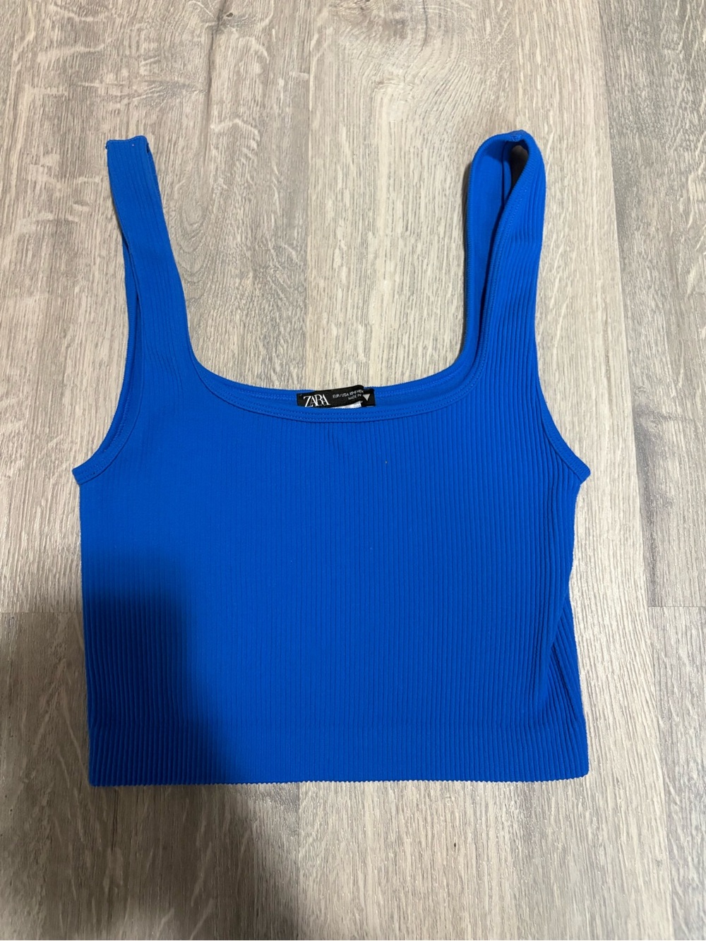 ZARA Royal Blue Ribbed Tank Crop Top size xs-s